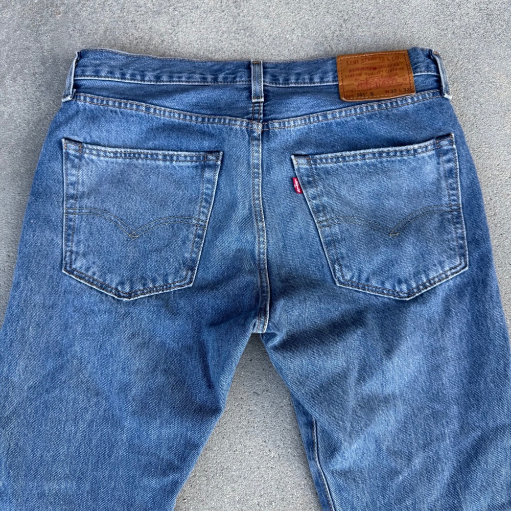 Levi's Premium 501 S Jeans Mens 32x32 Blue Button Fly Denim Big E